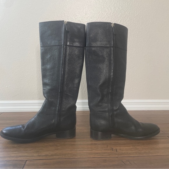 Tory Burch boots black grained leather knee high zip up boots luxury boots - Picture 14 of 16